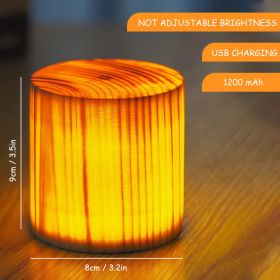 Wood Touch Ambient LED Table Lamp Rechargeable Portable Night Light Modern Cordless Table Lamps for Living Room Bedroom Bedside (Emitting Color: A)